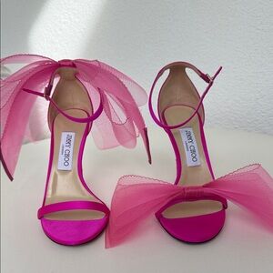 Jimmy Choo Fuchsia Heels with Bow Accent